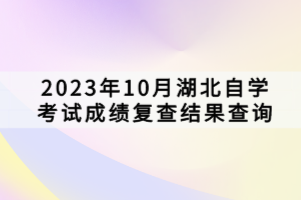 2023年10月湖北自學考試成績復查結果查詢