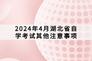 2024年4月湖北省自學考試其他注意事項