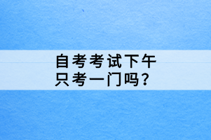 自考考試下午只考一門嗎？