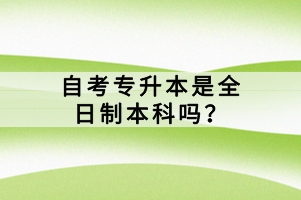 自考專升本是全日制本科嗎？