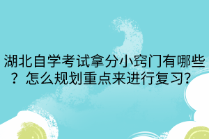 湖北自學考試拿分小竅門有哪些？怎么規(guī)劃重點來進行復習？