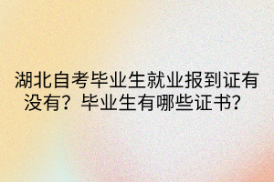 湖北自考畢業(yè)生就業(yè)報(bào)到證有沒(méi)有？畢業(yè)生有哪些證書(shū)？