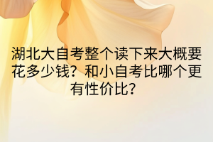 湖北大自考整個(gè)讀下來大概要花多少錢？和小自考比哪個(gè)更有性價(jià)比？