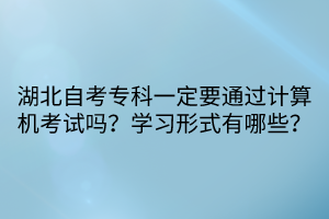 湖北自考?？埔欢ㄒㄟ^計(jì)算機(jī)考試嗎？學(xué)習(xí)形式有哪些？  