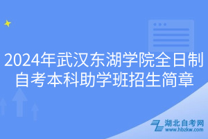 2024年武漢東湖學(xué)院全日制自考本科助學(xué)班招生簡章