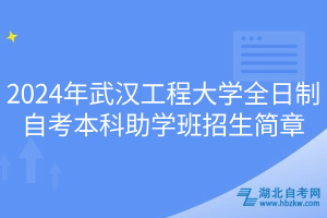 2024年武漢工程大學(xué)全日制自考本科助學(xué)班招生簡章