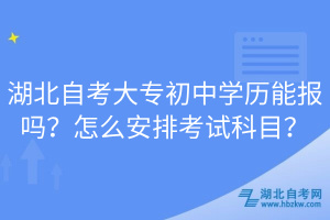 湖北自考大專初中學(xué)歷能報(bào)嗎？怎么安排考試科目？