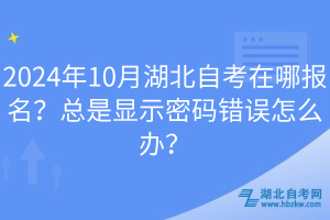 2024年10月湖北自考在哪報名？總是顯示密碼錯誤怎么辦？