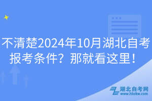 不清楚2024年10月湖北自考報(bào)考條件？那就看這里！