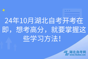 24年10月湖北自考開考在即，想考高分，就要掌握這些學(xué)習(xí)方法！