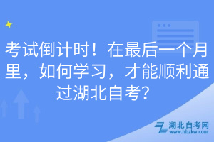 考試倒計(jì)時(shí)！在最后一個(gè)月里，如何學(xué)習(xí)，才能順利通過湖北自考？