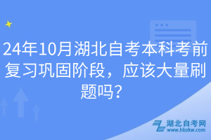 24年10月湖北自考本科考前復(fù)習(xí)鞏固階段，應(yīng)該大量刷題嗎？