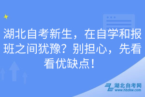 湖北自考新生，在自學(xué)和報(bào)班之間猶豫？別擔(dān)心，先看看優(yōu)缺點(diǎn)！