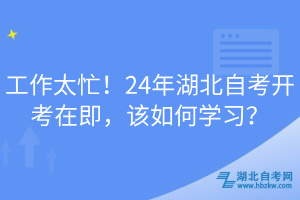 工作太忙！24年湖北自考開考在即，該如何學(xué)習(xí)？