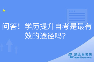 問答！學(xué)歷提升自考是最有效的途徑嗎？