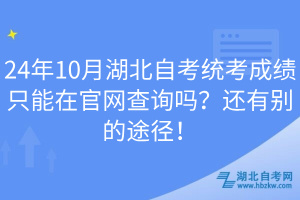 24年10月湖北自考統(tǒng)考成績(jī)只能在官網(wǎng)查詢嗎？還有別的途徑！