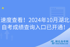 速度查看！2024年10月湖北自考成績查詢?nèi)肟谝验_通！