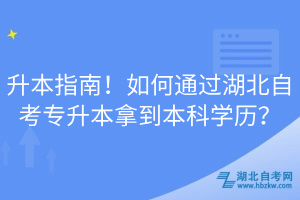 升本指南！如何通過湖北自考專升本拿到本科學歷？