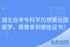 湖北自考?？茖W(xué)歷想要出國留學(xué)，需要拿到哪些證書？