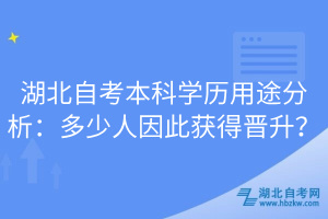 湖北自考本科學歷用途分析：多少人因此獲得晉升？