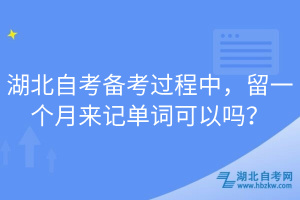 湖北自考備考過程中，留一個(gè)月來(lái)記單詞可以嗎？