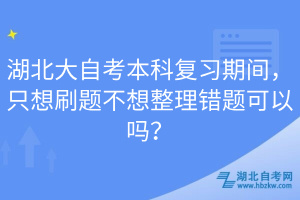 湖北大自考本科復(fù)習(xí)期間，只想刷題不想整理錯題可以嗎？