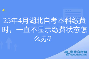 25年4月湖北自考本科繳費時，一直不顯示繳費狀態(tài)怎么辦？