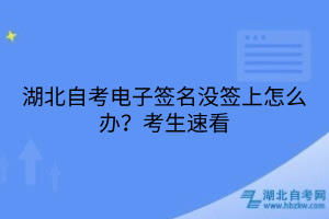 湖北自考電子簽名沒(méi)簽上怎么辦？考生速看