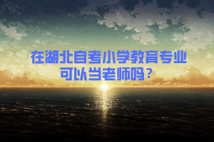 在湖北自考小學(xué)教育專業(yè)可以當(dāng)老師嗎