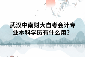 武漢中南財大自考會計專業(yè)本科學(xué)歷有什么用？