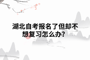 湖北自考報名了但卻不想復(fù)習(xí)怎么辦？