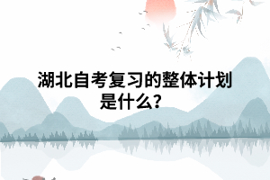 湖北自考復(fù)習(xí)的整體計(jì)劃是什么？