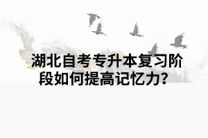 湖北自考專升本復(fù)習(xí)階段如何提高記憶力？