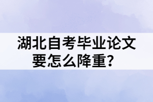 湖北自考畢業(yè)論文要怎么降重？