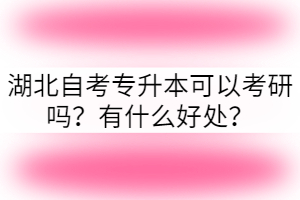 湖北自考專升本可以考研嗎？有什么好處？