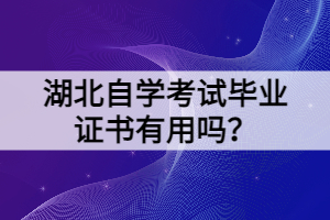 湖北自學考試畢業(yè)證書有用嗎？