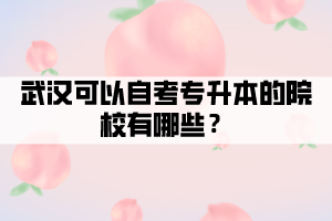 武漢可以自考專升本的院校有哪些？