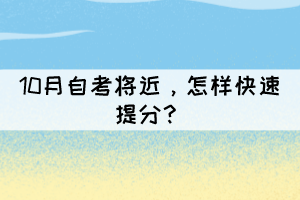 10月自考將近，怎樣快速提分？