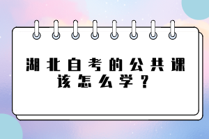 湖北自考的公共課該怎么學(xué)？