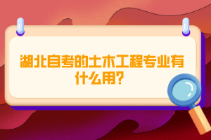 湖北自考的土木工程專業(yè)有什么用？