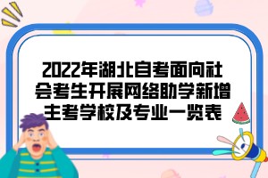 2022年湖北自考面向社會(huì)考生開展網(wǎng)絡(luò)助學(xué)新增主考學(xué)校及專業(yè)一覽表