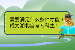 需要滿足什么條件才能成為湖北自考?？粕?？