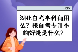 湖北自考本科有用么？報自考專升本的好處是什么？