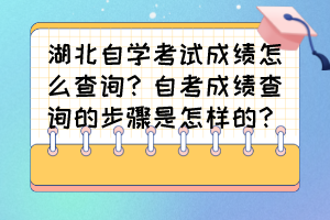 湖北自學考試成績怎么查詢？自考成績查詢的步驟是怎樣的？