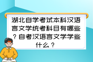 湖北自學(xué)考試本科漢語言文學(xué)統(tǒng)考科目有哪些？自考漢語言文學(xué)學(xué)些什么？