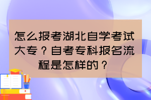 怎么報考湖北自學(xué)考試大專？自考?？茍竺鞒淌窃鯓拥?？