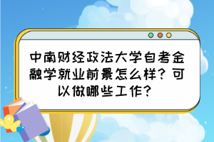 中南財經(jīng)政法大學(xué)自考金融學(xué)就業(yè)前景怎么樣？可以做哪些工作？