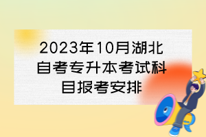 2023年10月湖北自考專(zhuān)升本考試科目報(bào)考安排