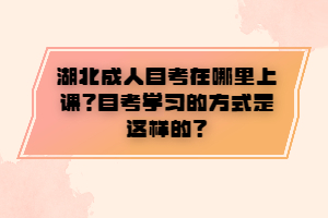 湖北成人自考在哪里上課？自考學(xué)習(xí)的方式是這樣的？