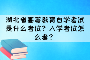 湖北省高等教育自學考試是什么考試？入學考試怎么考？